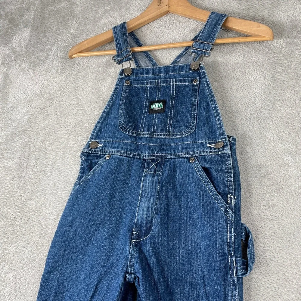 Key Denim Overalls Kids Size 5 Blue Cotton Workwear Utility Carpenter Bibs